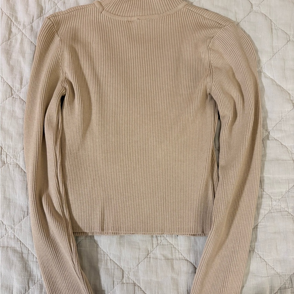 H&M Light Beige Ribbed Long Sleeve Top - Picture 3 of 3